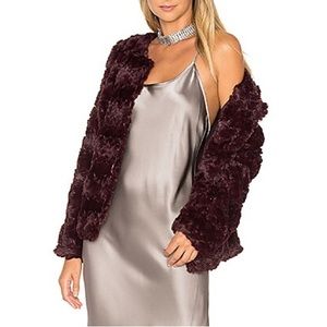 Sanctuary Faux Fur Real Chubby Bomber-Dark Shiraz